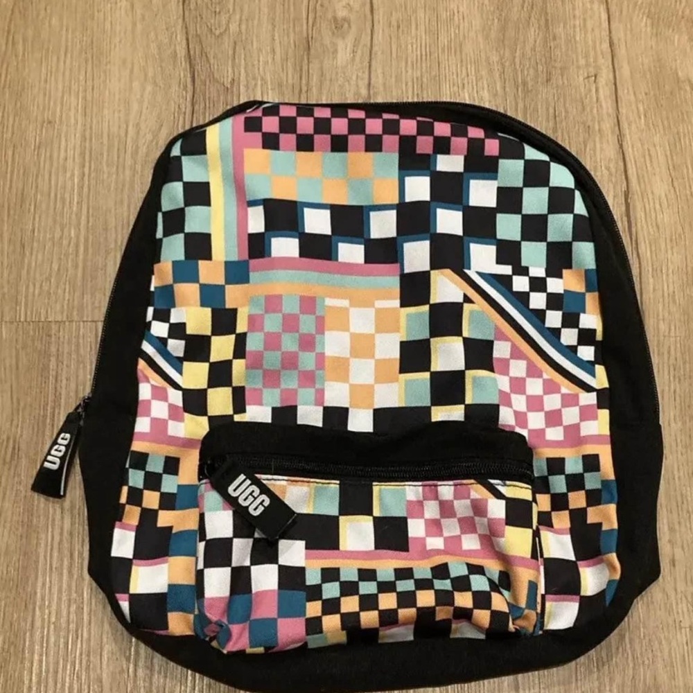 UGG Australia Dannie II Small Multi Colored Checkered Canvas Backpack Used